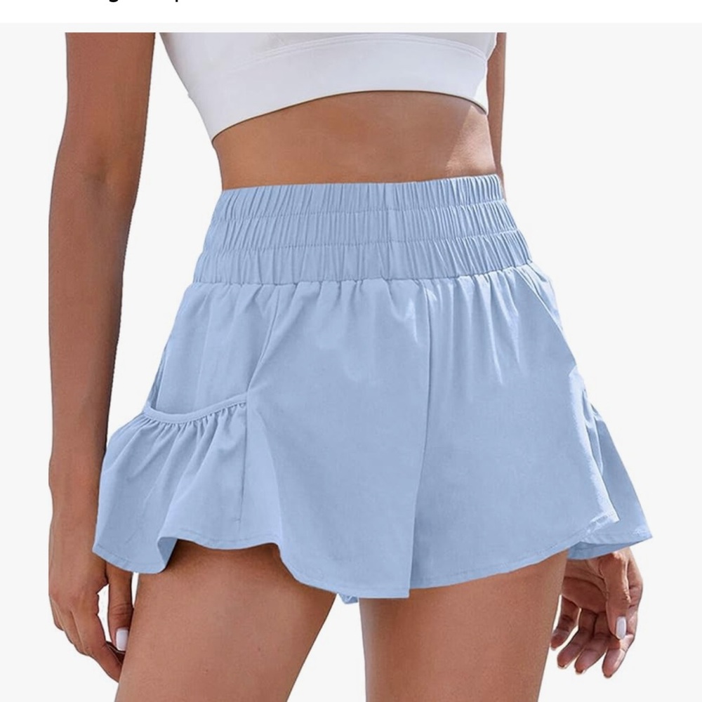 Light Blue Women's Ruffle Shorts